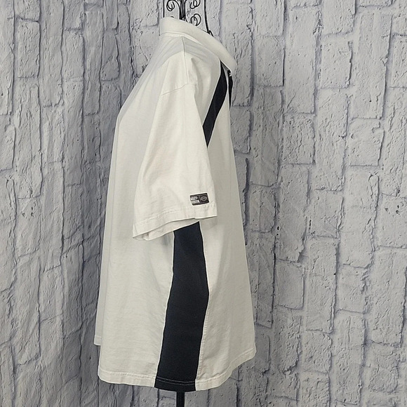 HARLEY DAVIDSON Black and White 3 Button Polo Men's Shirt Chest 46" Length 28" - Picture 7 of 10